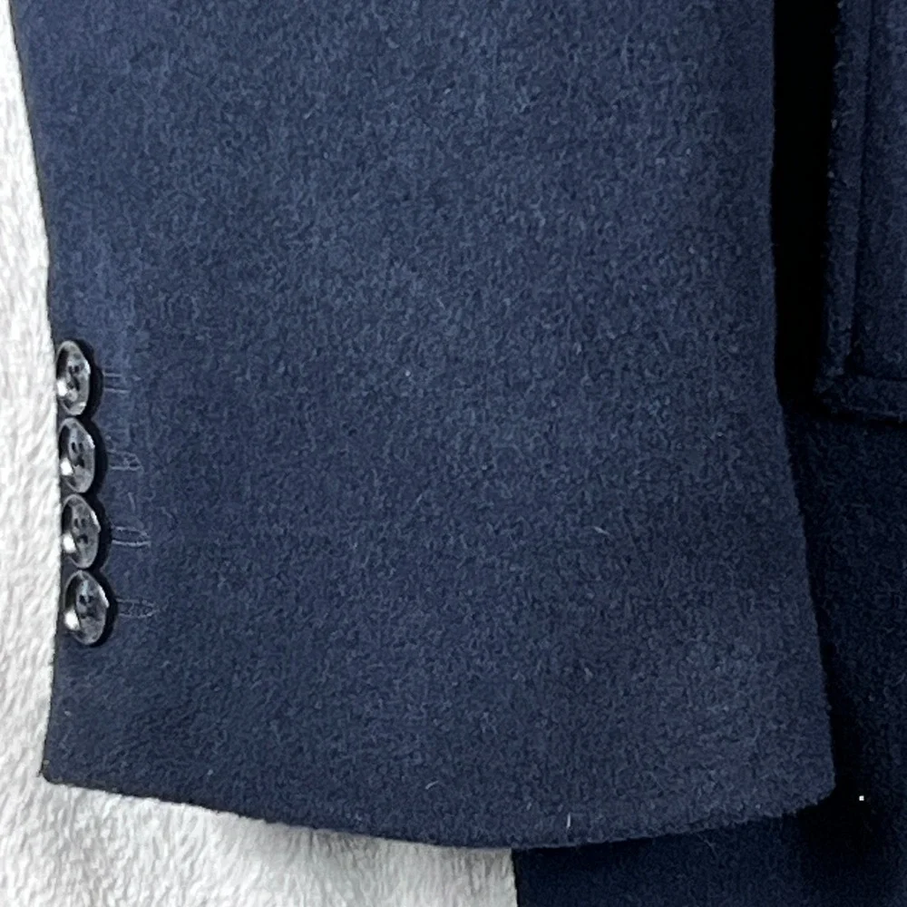 Tommy Hilfiger Coat Mens Large Wool Blend Pea Jacket Navy Heavy Lined Pockets